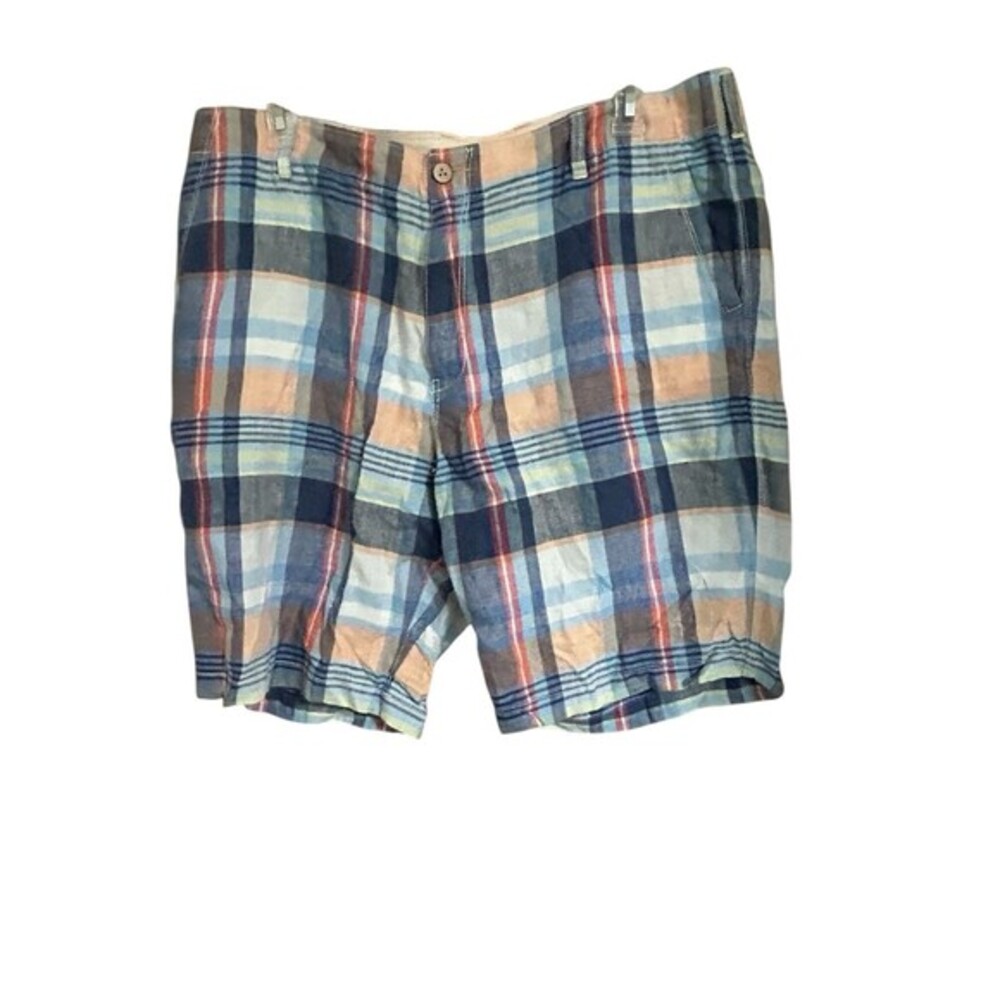 TOMMY BAHAMA - RELAX - MADRAS SHORTS 100% LINEN - SIZE 40" X 7" Preppy